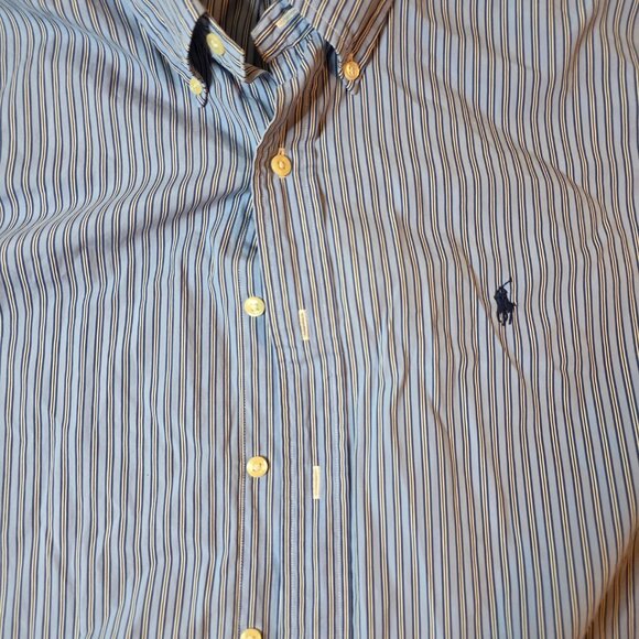 Ralph Lauren Classic Fit Striped Button Down Shirt Men’s XXL Blue Long Sleeve Po - Picture 2 of 7